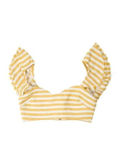 Pre-owned Lpa Striped Crew Neck Top In Yellow