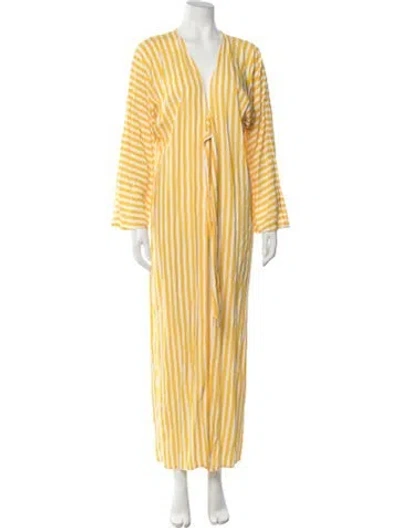 Pre-owned Lpa Striped Long Dress In Yellow