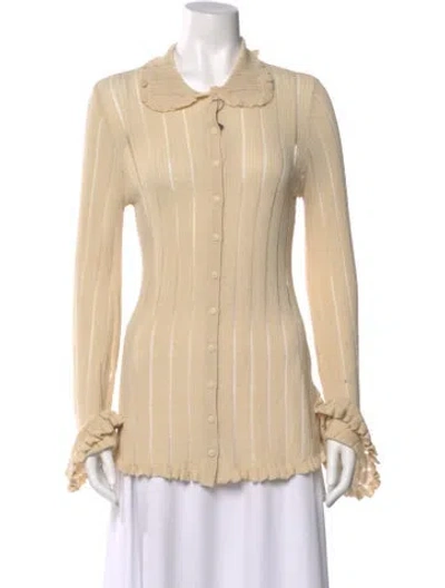 Pre-owned Lpa Striped Long Sleeve Button-up Top In Neutral