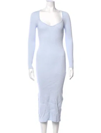Pre-owned Lpa Striped Midi Length Dress In Blue