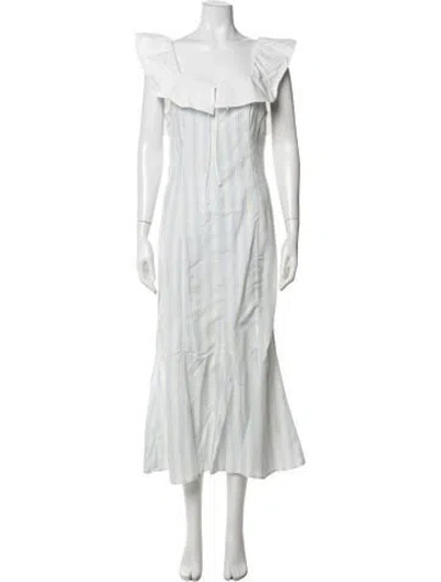 Pre-owned Lpa Striped Midi Length Dress W/ Tags In White