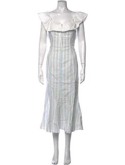 Pre-owned Lpa Striped Midi Length Dress W/ Tags In White