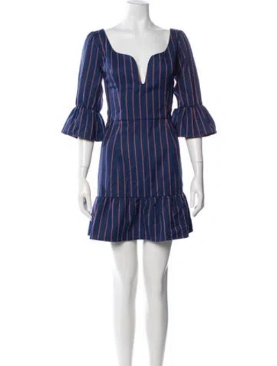 Pre-owned Lpa Striped Mini Dress In Blue