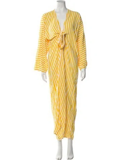 Pre-owned Lpa Striped Robe In Yellow