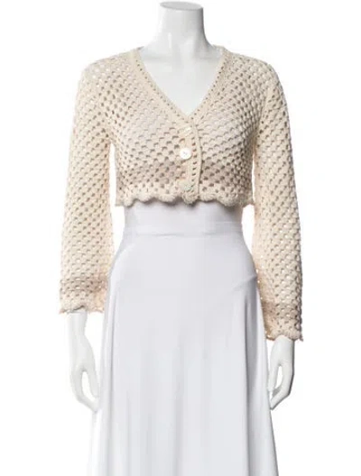 Pre-owned Lpa Striped V-neck Sweater In Neutral