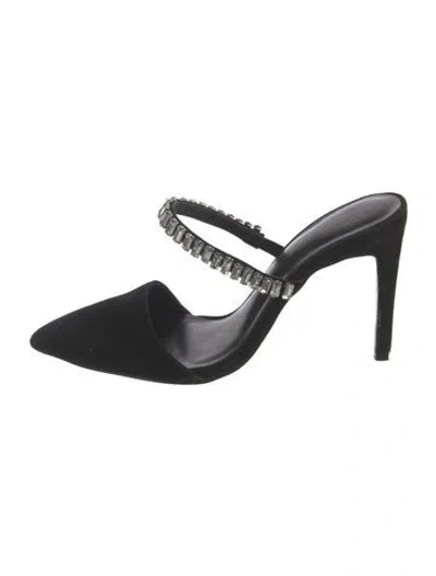 Pre-owned Lpa Suede Crystal Embellishments Mules In Black
