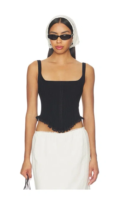 Lpa Suzy Knit Corset Top In Black