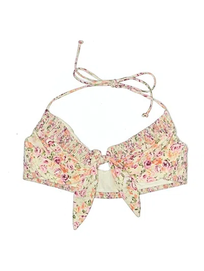 Pre-owned Lpa Swimsuit Top Ivory Floral Pattern Swimwear