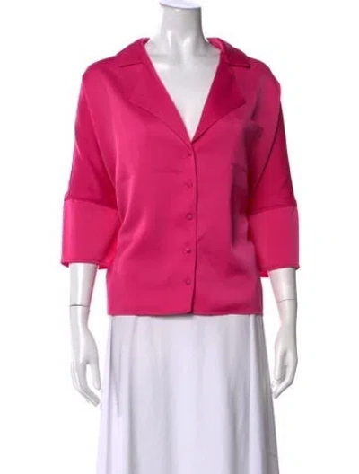 Pre-owned Lpa Three-quarter Sleeve Button-up Top In Pink