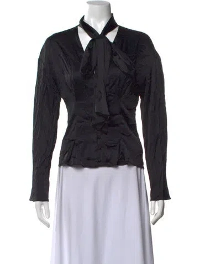 Pre-owned Lpa Tie Neck Long Sleeve Blouse In Black