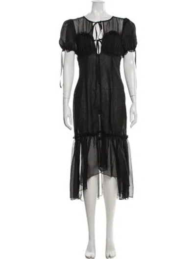 Pre-owned Lpa Tie Neck Midi Length Dress W/ Tags In Black