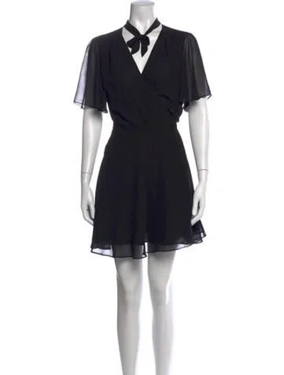 Pre-owned Lpa Tie Neck Mini Dress In Black