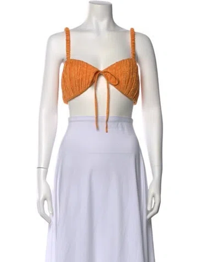 Pre-owned Lpa Tie Neck Sleeveless Crop Top In Orange