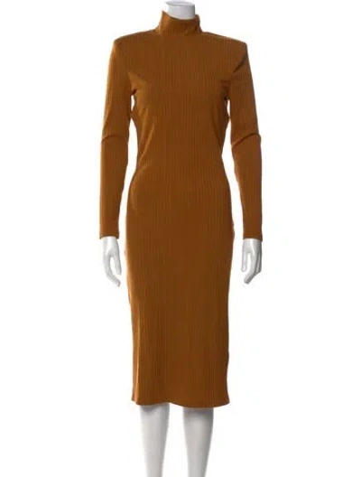 Pre-owned Lpa Turtleneck Midi Length Dress In Brown