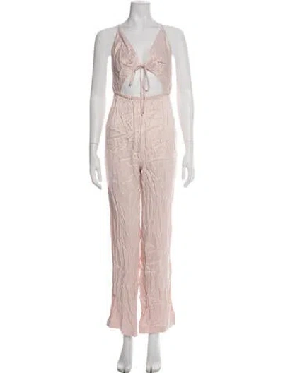 Pre-owned Lpa V-neck Jumpsuit In Pink
