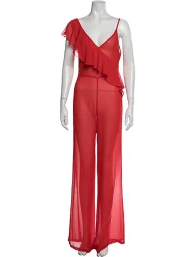 Pre-owned Lpa V-neck Jumpsuit In Red