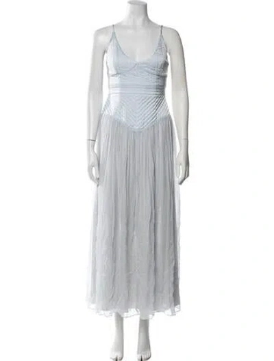 Pre-owned Lpa V-neck Long Dress In Blue
