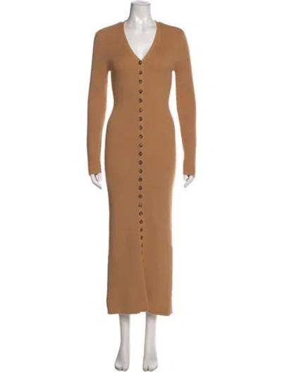 Pre-owned Lpa V-neck Long Dress In Brown