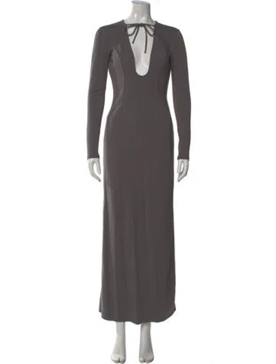 Pre-owned Lpa V-neck Long Dress In Gray