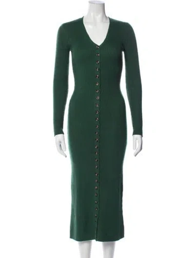 Pre-owned Lpa V-neck Long Dress In Green