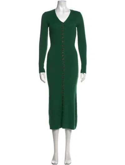 Pre-owned Lpa V-neck Long Dress In Green