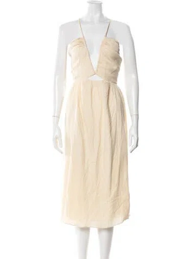 Pre-owned Lpa V-neck Long Dress In Neutral