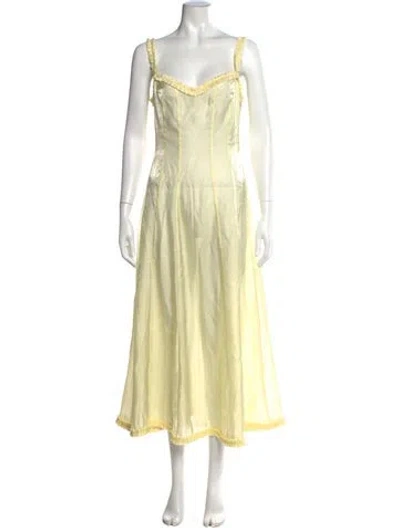Pre-owned Lpa V-neck Long Dress W/ Tags In Yellow