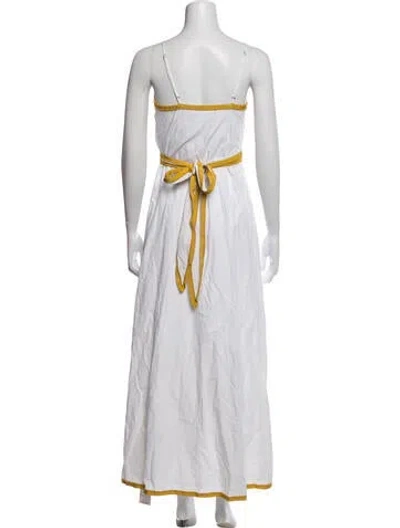 Pre-owned Lpa V-neck Long Dress In White