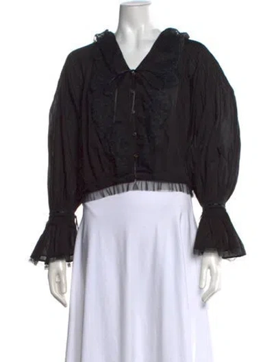 Pre-owned Lpa V-neck Long Sleeve Blouse In Black