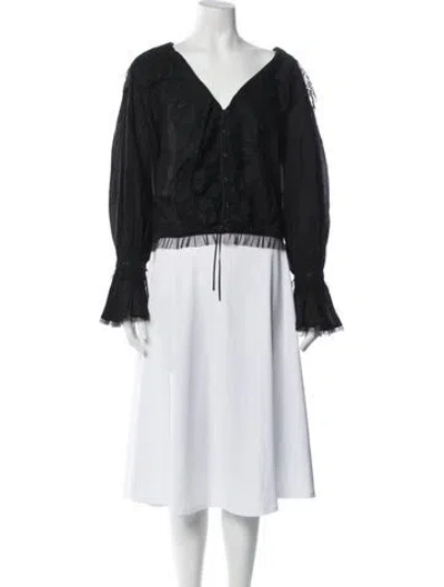 Pre-owned Lpa V-neck Long Sleeve Blouse W/ Tags In Black