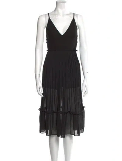 Pre-owned Lpa V-neck Midi Length Dress In Black