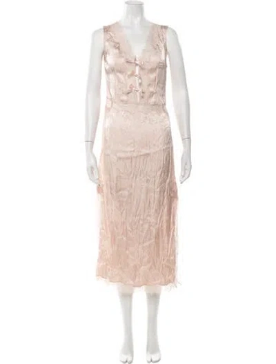 Pre-owned Lpa V-neck Midi Length Dress In Pink