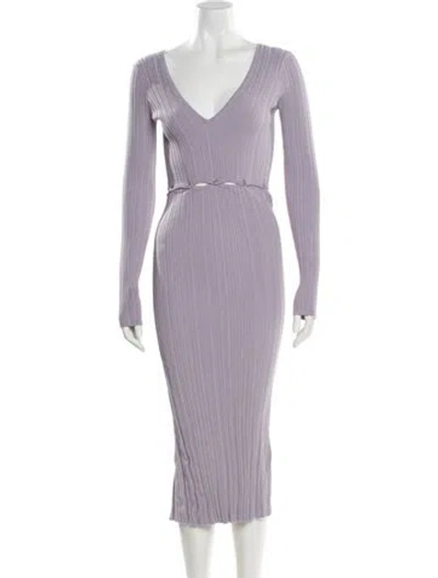 Pre-owned Lpa V-neck Midi Length Dress In Purple