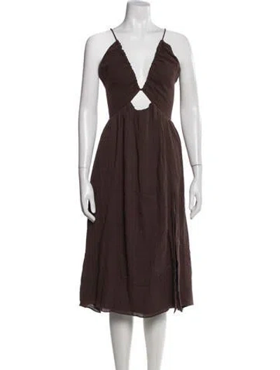 Pre-owned Lpa V-neck Midi Length Dress W/ Tags In Green