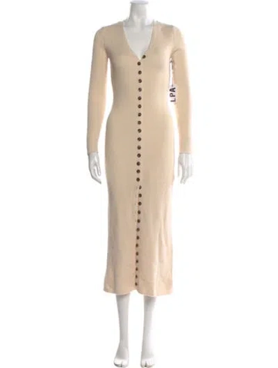 Pre-owned Lpa V-neck Midi Length Dress W/ Tags In White