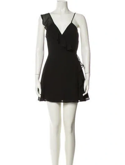 Pre-owned Lpa V-neck Mini Dress In Black