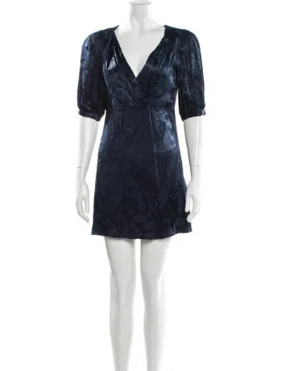 Pre-owned Lpa V-neck Mini Dress In Blue