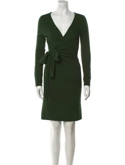 Pre-owned Lpa V-neck Mini Dress In Green