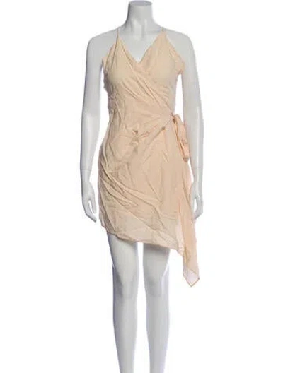 Pre-owned Lpa V-neck Mini Dress In Neutral