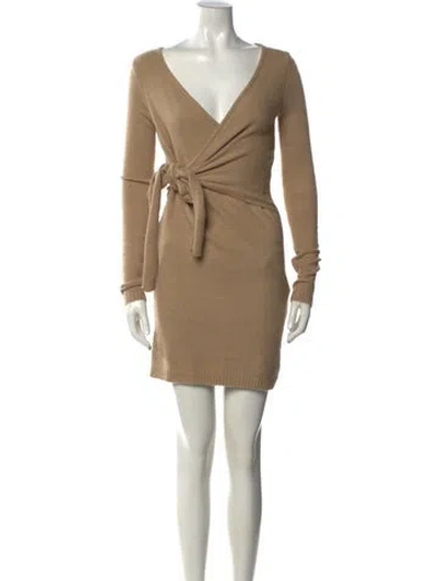 Pre-owned Lpa V-neck Mini Dress In Neutral