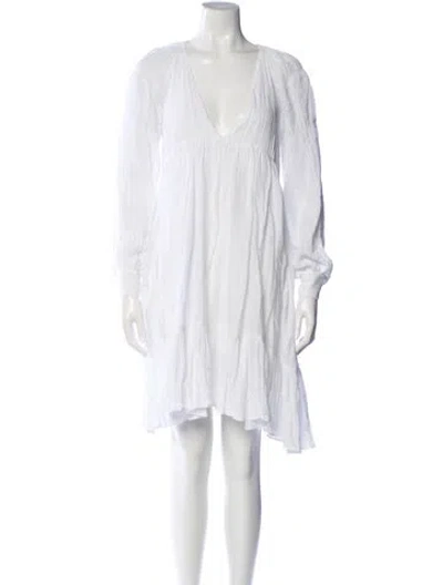 Pre-owned Lpa V-neck Mini Dress In White