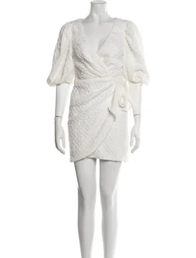 Pre-owned Lpa V-neck Mini Dress In White