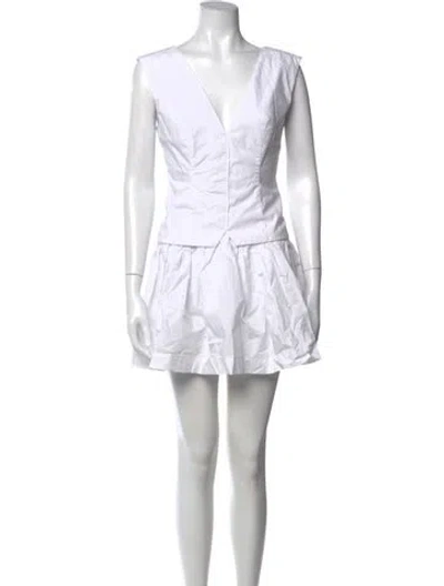 Pre-owned Lpa V-neck Mini Dress In White