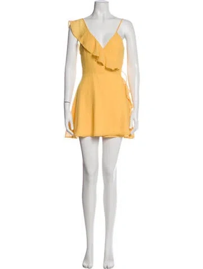 Pre-owned Lpa V-neck Mini Dress In Yellow