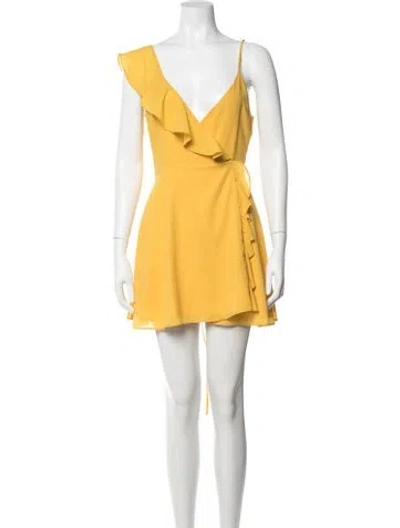 Pre-owned Lpa V-neck Mini Dress In Yellow