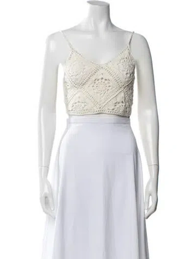 Pre-owned Lpa V-neck Sleeveless Crop Top In White
