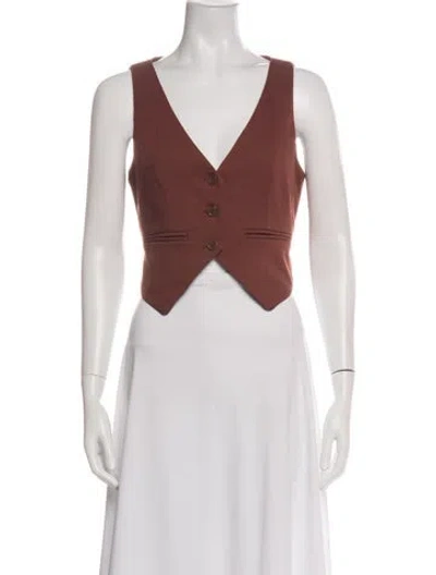Pre-owned Lpa V-neck Sleeveless Top In Brown