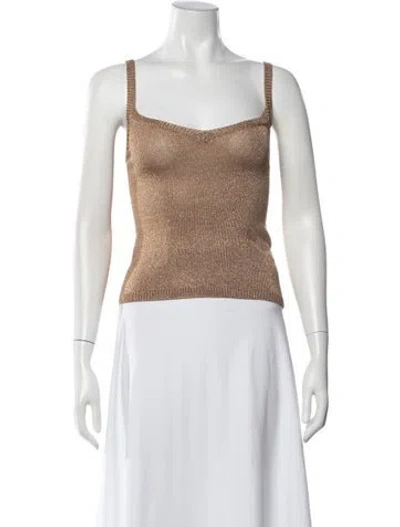 Pre-owned Lpa V-neck Sleeveless Top In Gold/metallic
