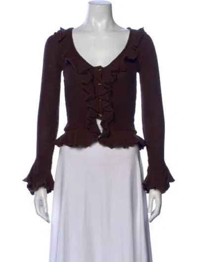 Pre-owned Lpa V-neck Sweater In Brown