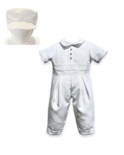 L'pety Canar Kids' Boy's Short Sleeve Unlined Romper With Long Cuffed Pants In White